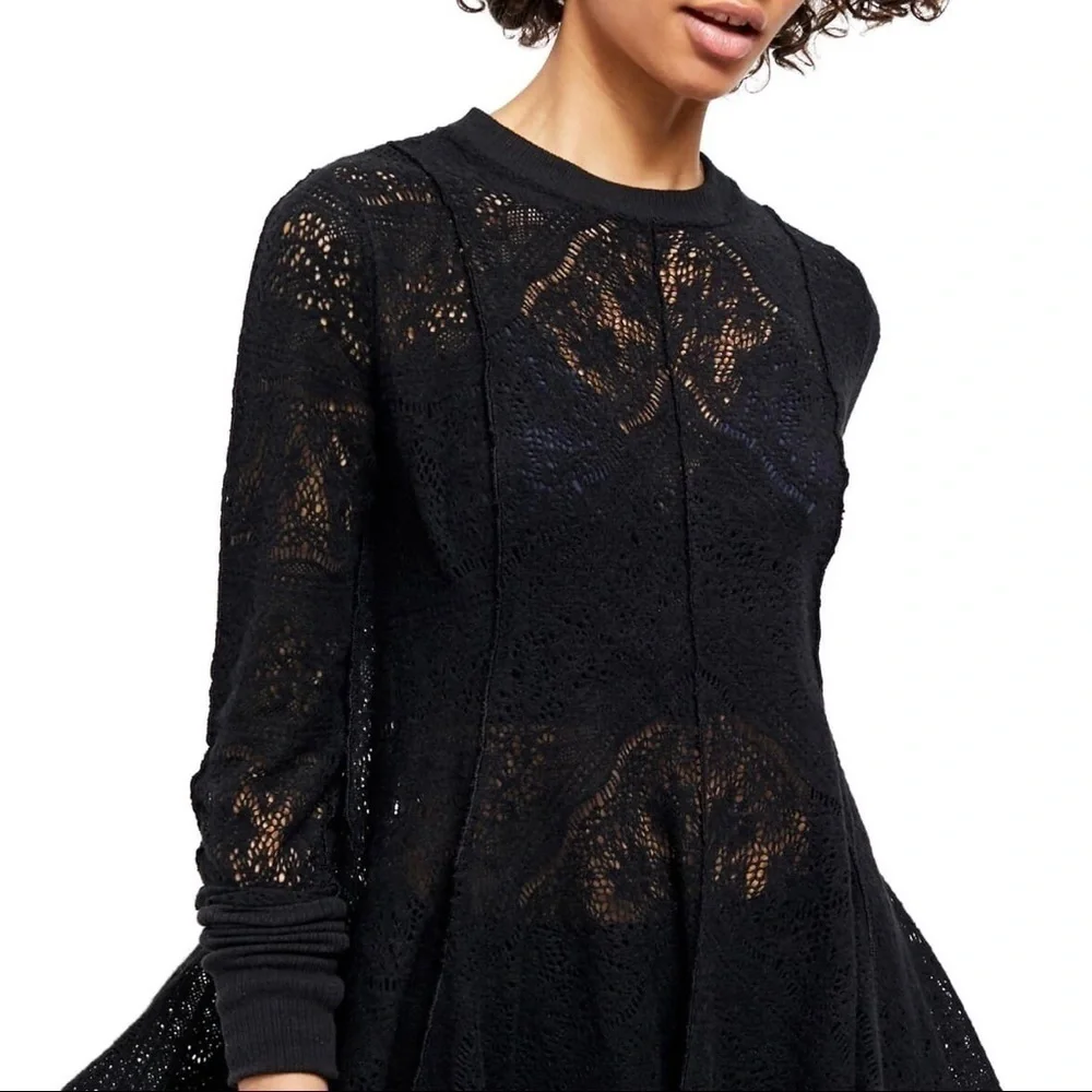 Free People Semi sheer Black tunic size small